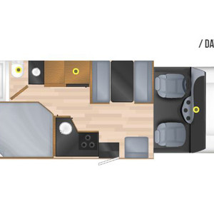 CA Standard Motorhome – 5 Berth – day layout