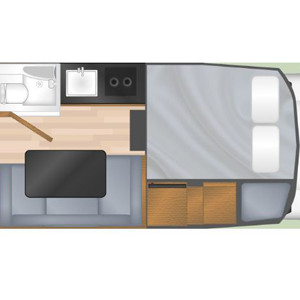 CA Truck Camper – 3 Berth- day layout