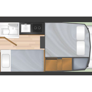 CA Truck Camper – 3 Berth- night layout