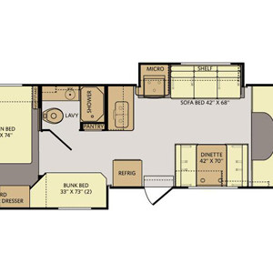 EMH Fleetwood Jamboree 2 Slide-outs – 8 to 10 Berth – layout