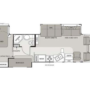 EMH Four Winds Hurricane 3 Slide-outs – 6 to 7 Berth – layout