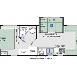 EMH Mercedes Thor Chateau 2 Slide-outs – 4 Berth – layout