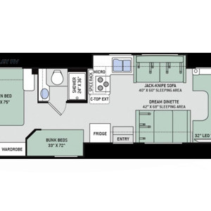 EMH Thor Chateau 2 Slide-outs – 8 to 10 Berth – layout