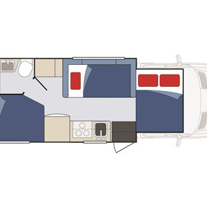 StarRV Taurus Motorhome – 5 Berth – night layout