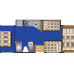 RB Class A 30-32 Motorhome – 6 Berth – night layout