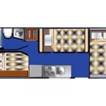 RB Class C 22-24 Motorhome – 5 berth – night layout