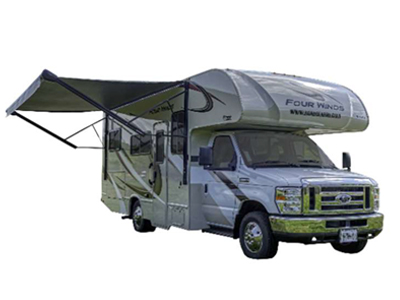 RB Class C 23-25 Motorhome – 5 Berth-external-front-awning-open