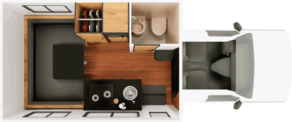 Cruise America Compact Plus RV-Day-Floorplan