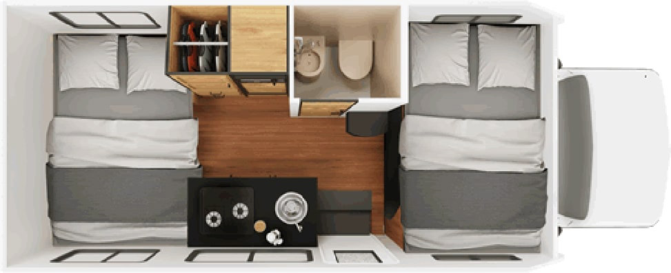 Cruise America Compact Plus RV-Night-Floorplan