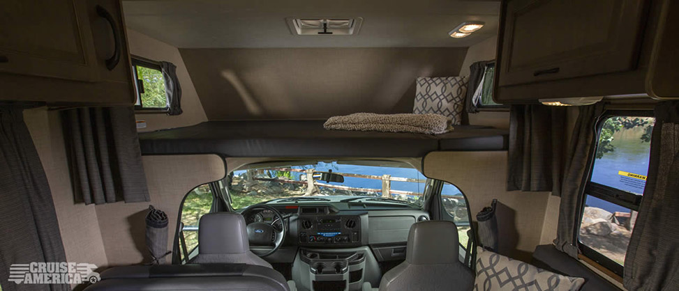 Cruise-America-Compact-RV-Cab-Over-Bunk-Bed
