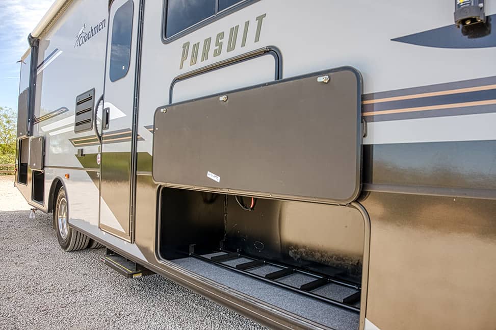 El Monte RV Class A Family Sleeper-Family_Sleeper_AF_Exterior_open_cargo