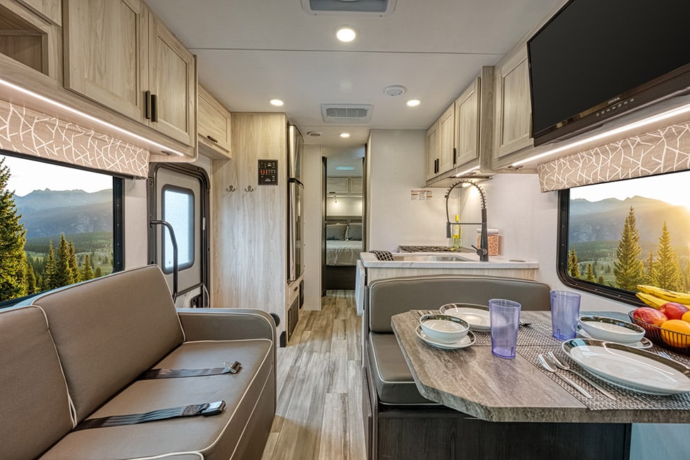 El Monte RV Class C Large-Interior_dining_couch_view