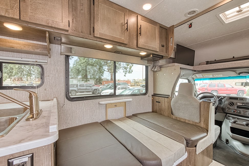 El Monte RV Class C Large-Interior_dining_table_into_bed