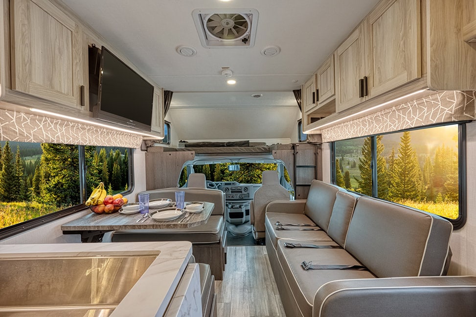 El Monte RV Class C Large-Interior_front_dining_forward_facing