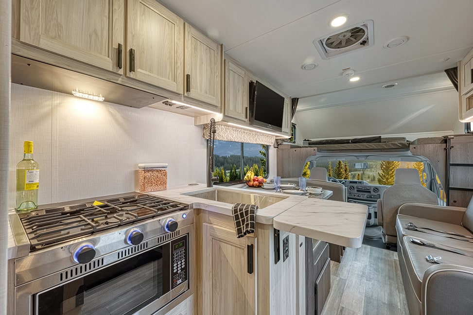 El Monte RV Class C Large-Interior_kitchen_forward