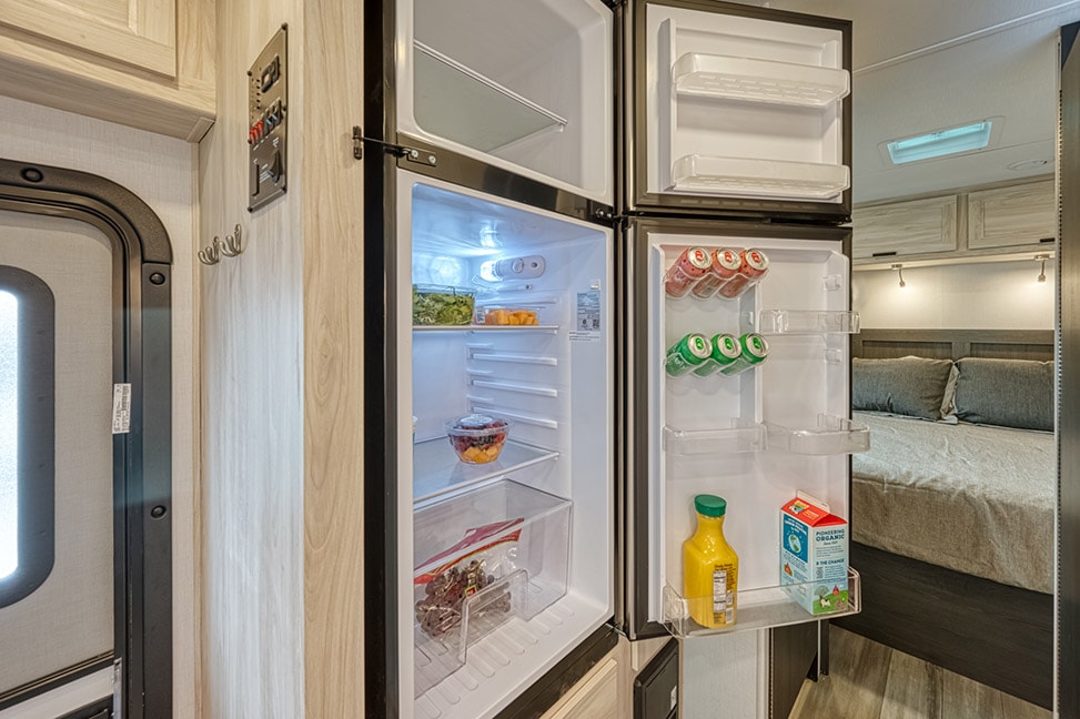 El Monte RV Class C Large-Interior_kitchen_fridge_open