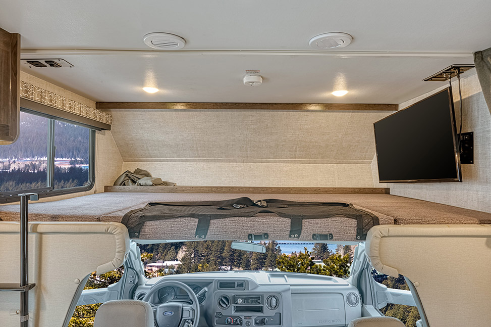 El Monte RV Class C Small-Interior_above_cab_bed_built