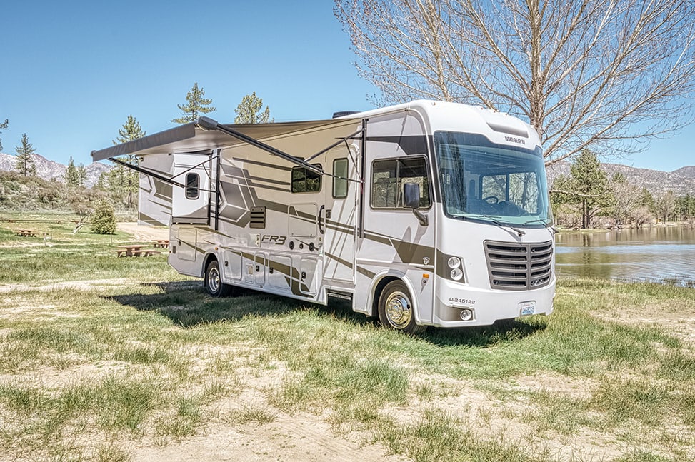 Road Bear RV Class A 30-32' With Slide-Out-Exterior_front_awning_open